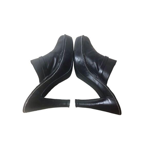 Coach Kaley Black Leather Silver Ring Platform Mule Clog Made in Italy Size 7B - Picture 5 of 6